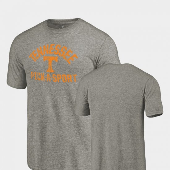 Pick-A-Sport Tennessee Tri-Blend Distressed Men Gray T-Shirt 890179-527